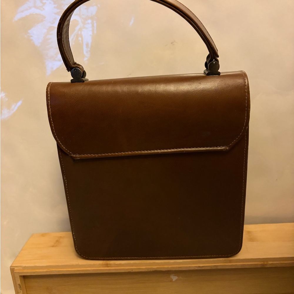 Vintage Brown on brown geometric accents purse - Picture 4 of 9